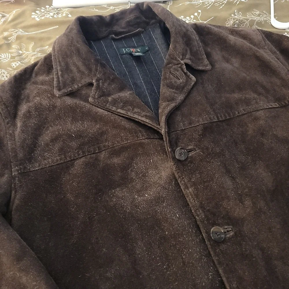 J. Crew Factory Men's Dark Brown Suede Button-Up Coat